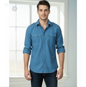 Rare Vintage Burberry Brit Blue Button Down Shirt Sz Sp